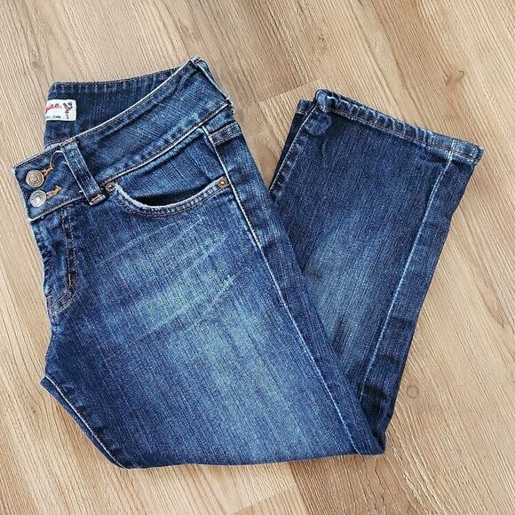 ☔️💜Red Engine Blue Cropped Jeans Size 6 - Picture 2 of 11